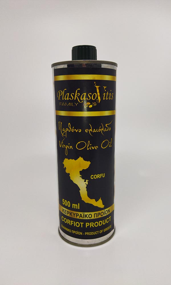 Παρθένο ελαιόλαδο σε δοχείο λευκοσιδήρου